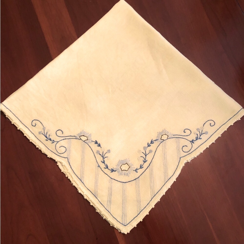 Vintage hand-stitched table topper